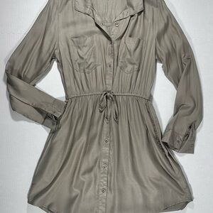 Japna olive green  Long Sleeve shirt Dress